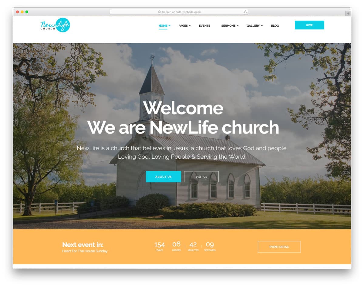 church website template with multimedia contents