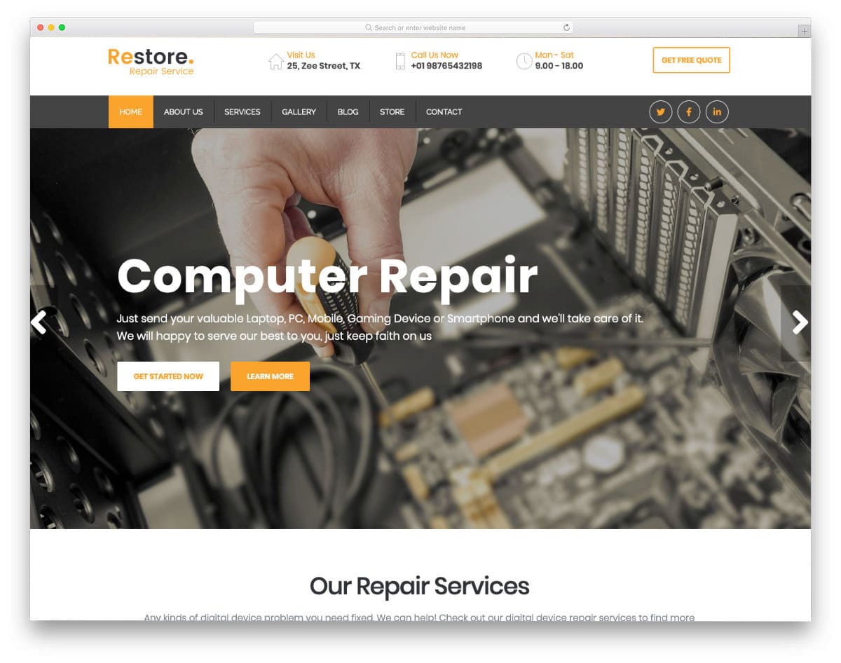 responsive computer repair web templates