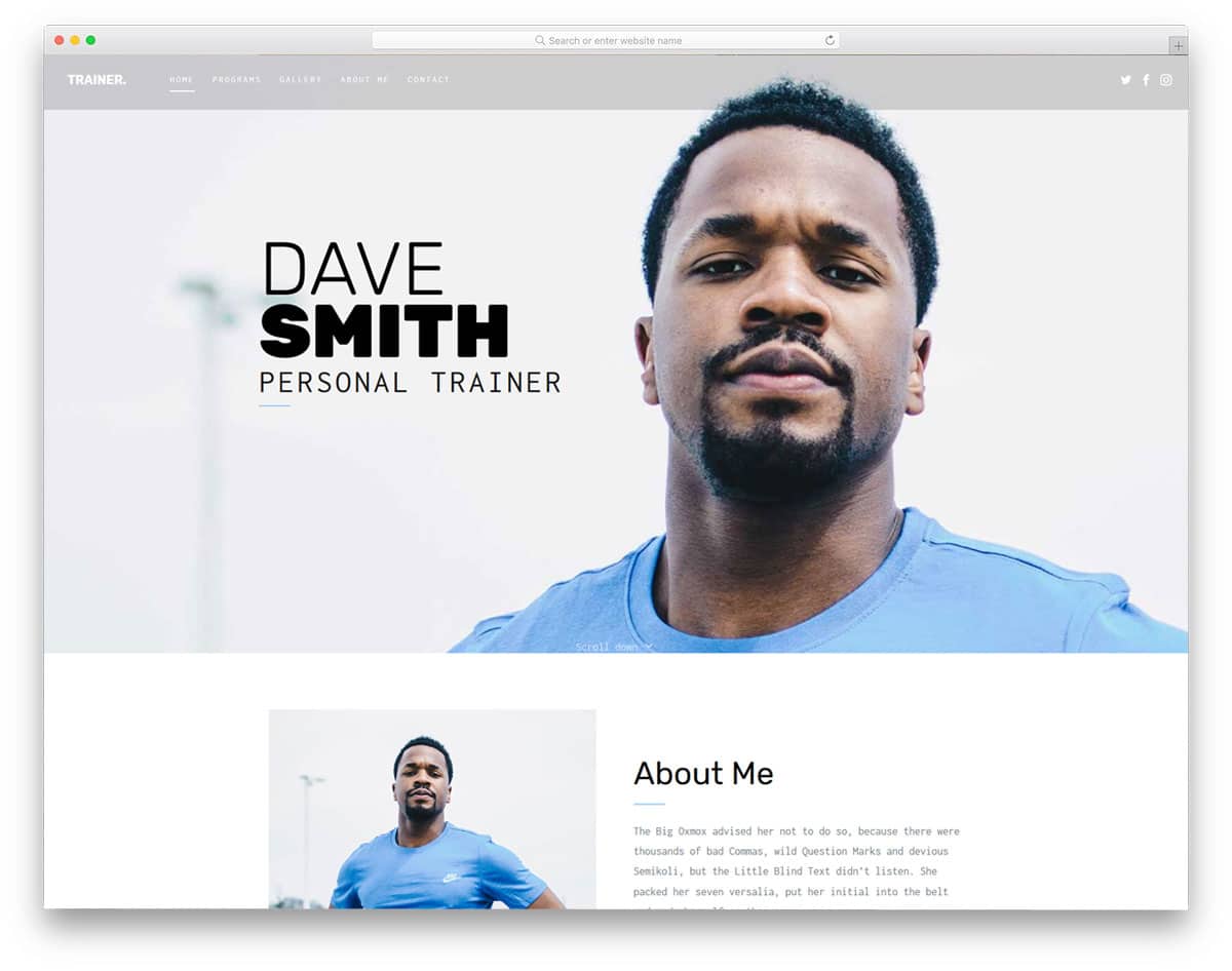 free fitness website template for personal trainers