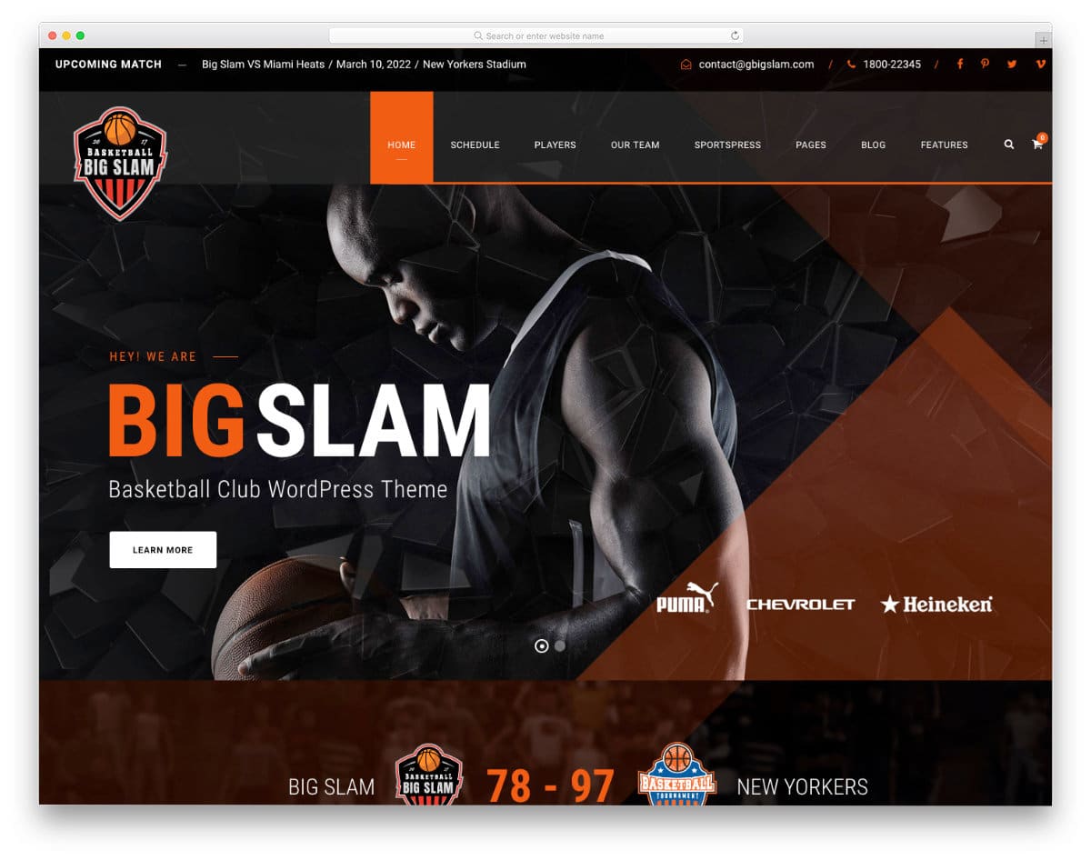 sports website templates for basketball and soccer