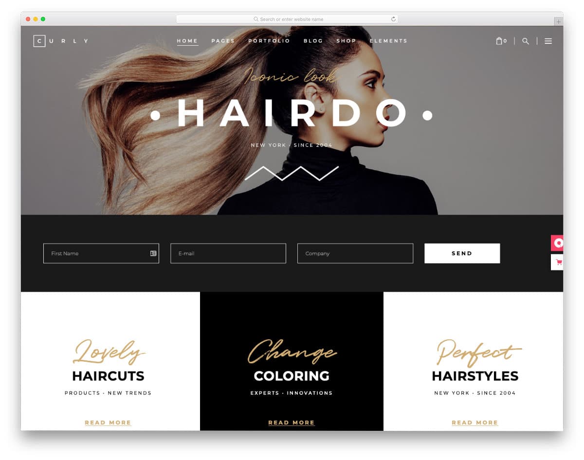 hair salon websites templates with contemporary design
