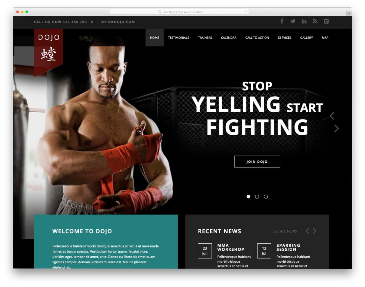 martial arts website templates html