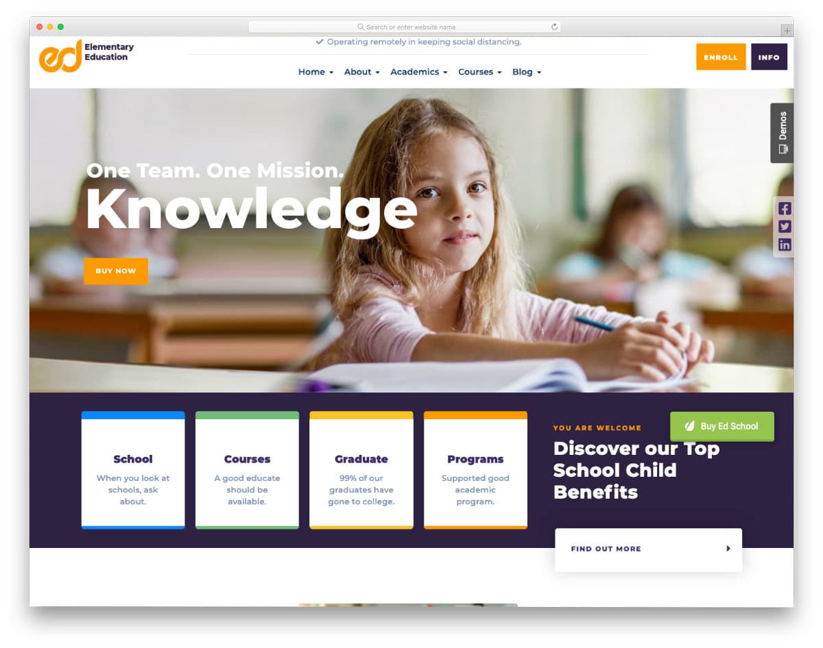 kids school website templates with online teaching features