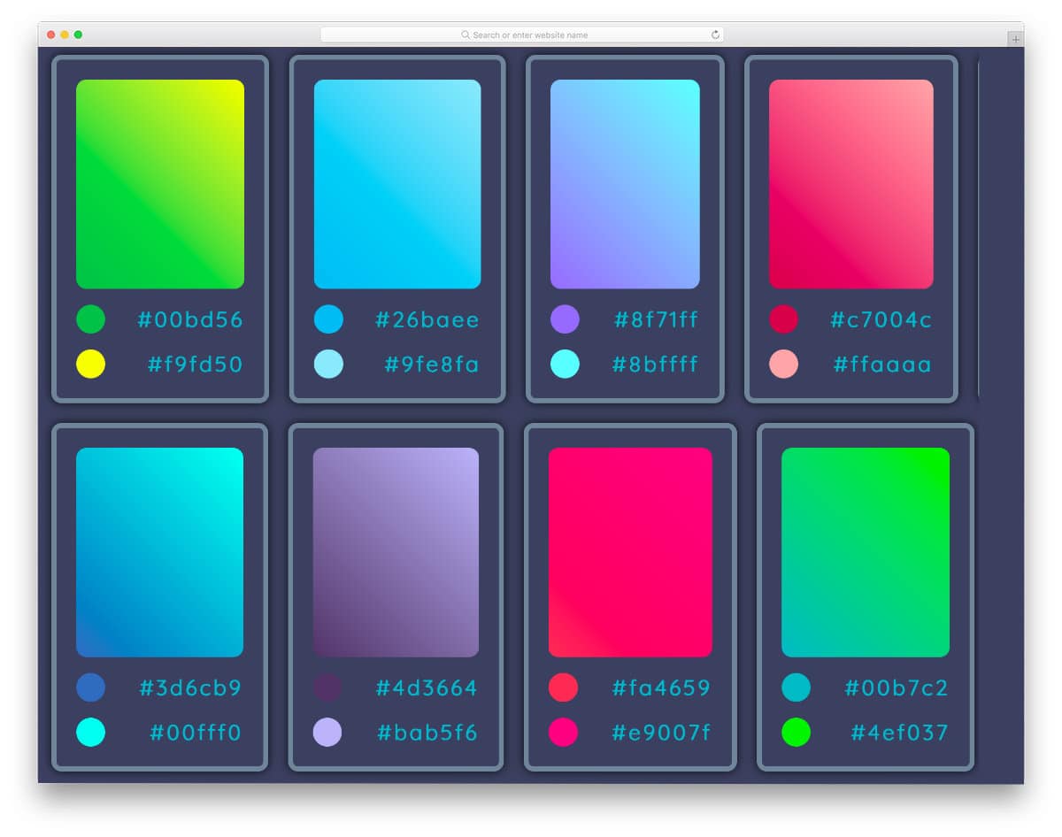 gradient color palette CSS design example