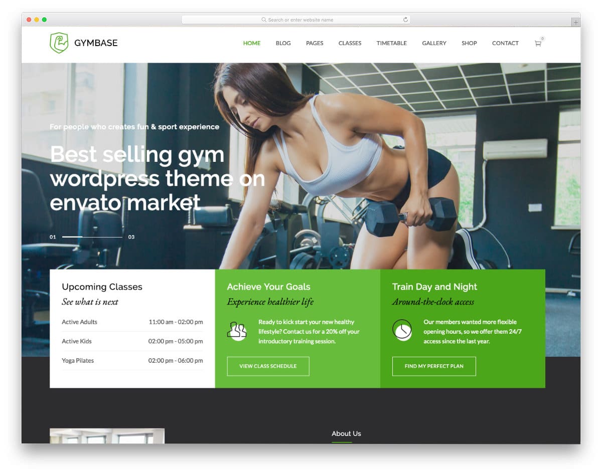 fitness website template with a sensible design
