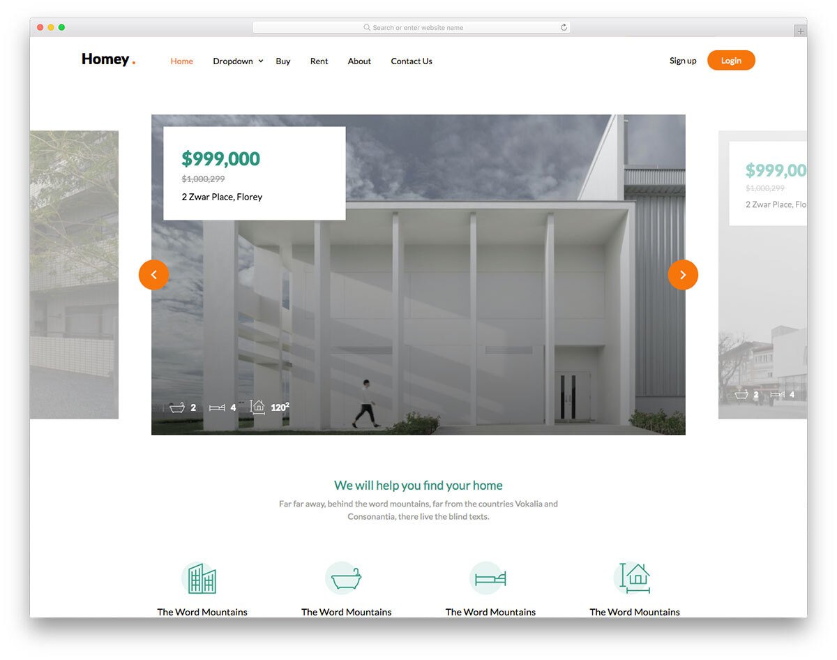 clean real estate website template