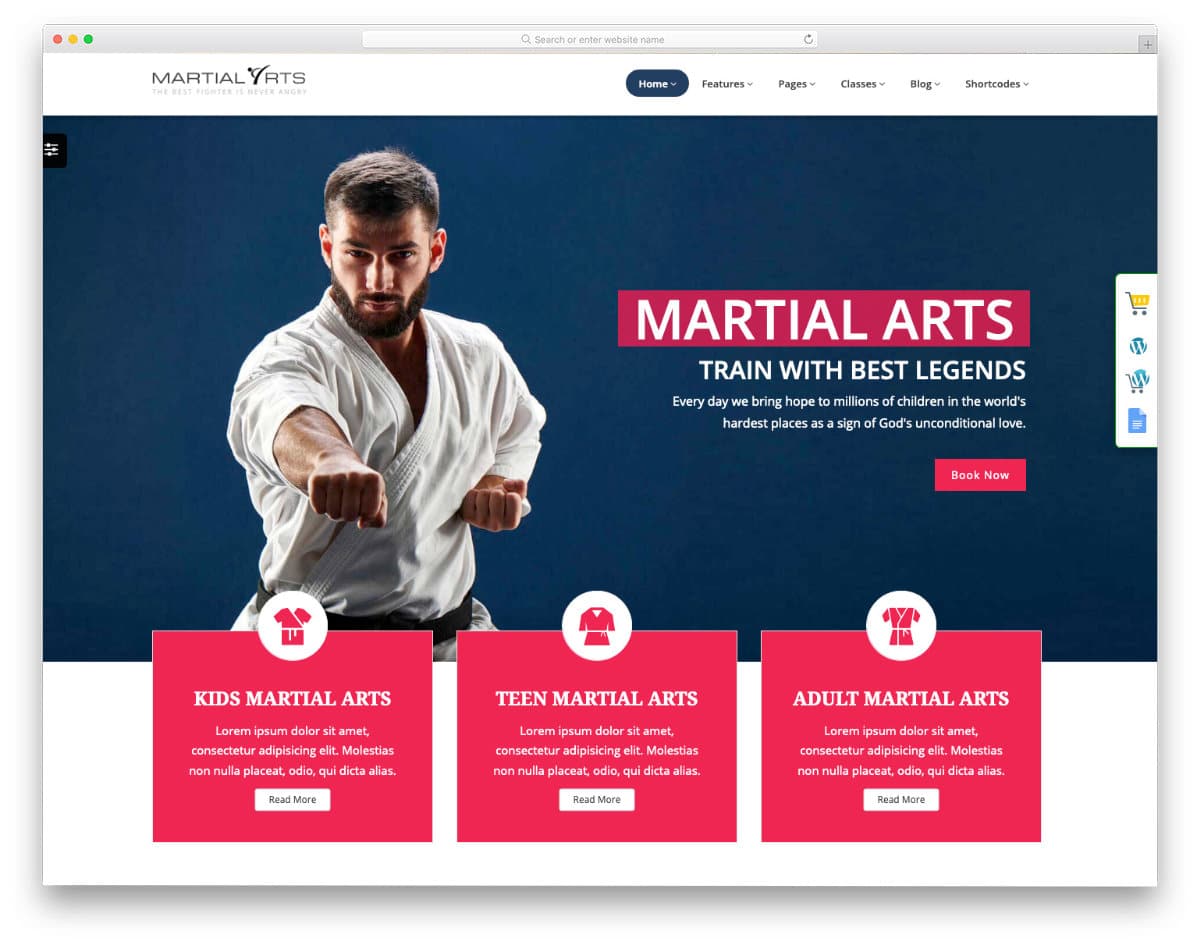 karate html website template