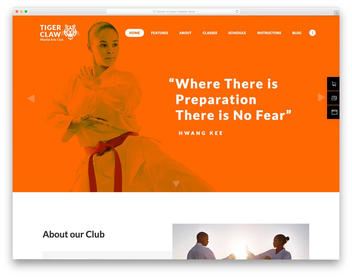 martial arts niche-friendly website template