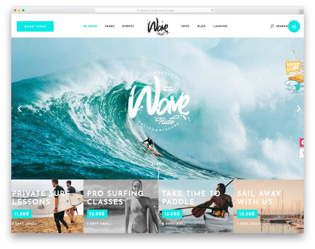 surfing game website template