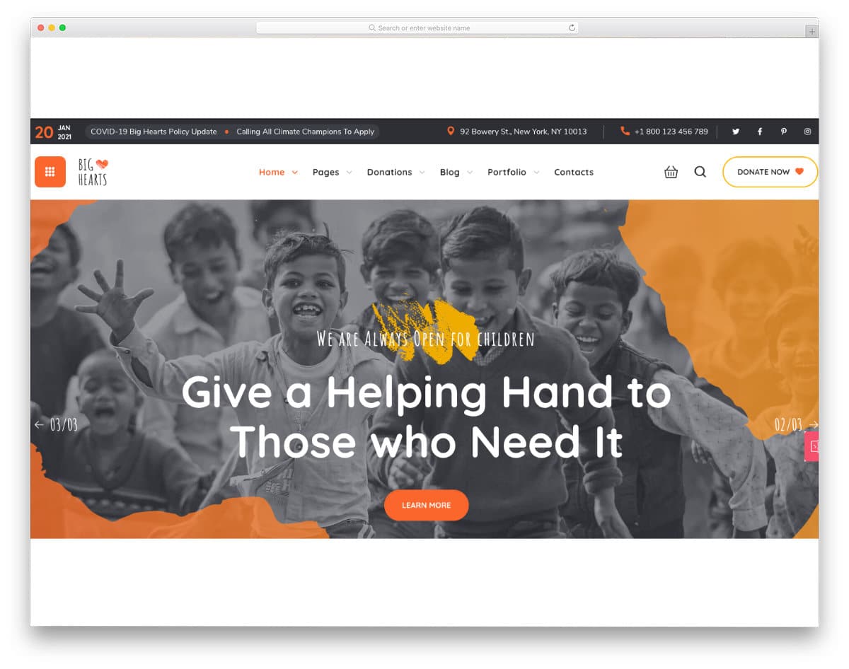 java websites templates for charity websites