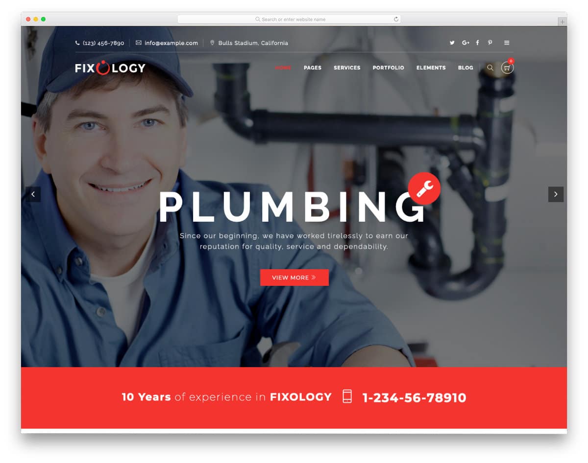 plumber WordPress themes with bold design
