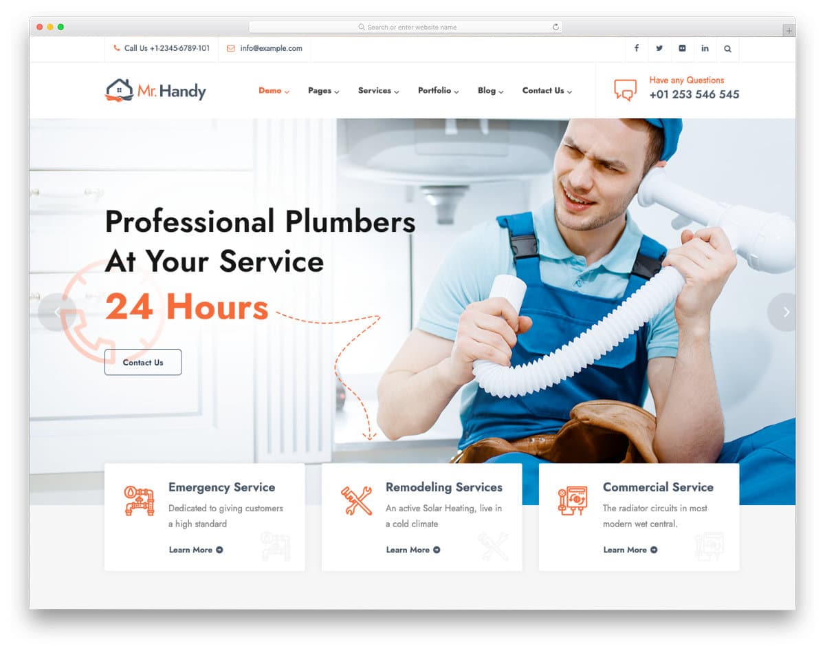 feature-rich plumber WordPress themes