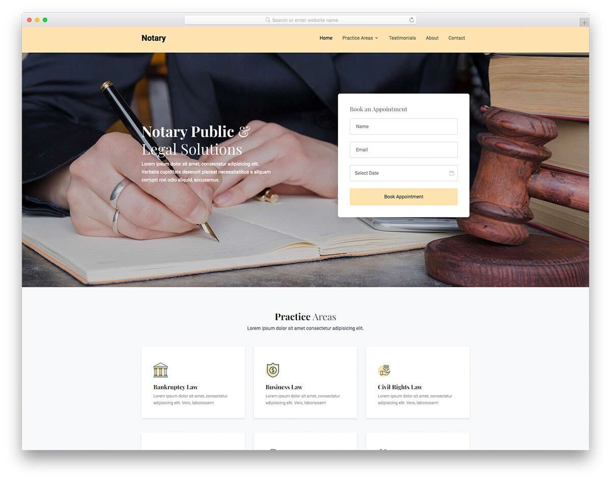 notary website template HTML