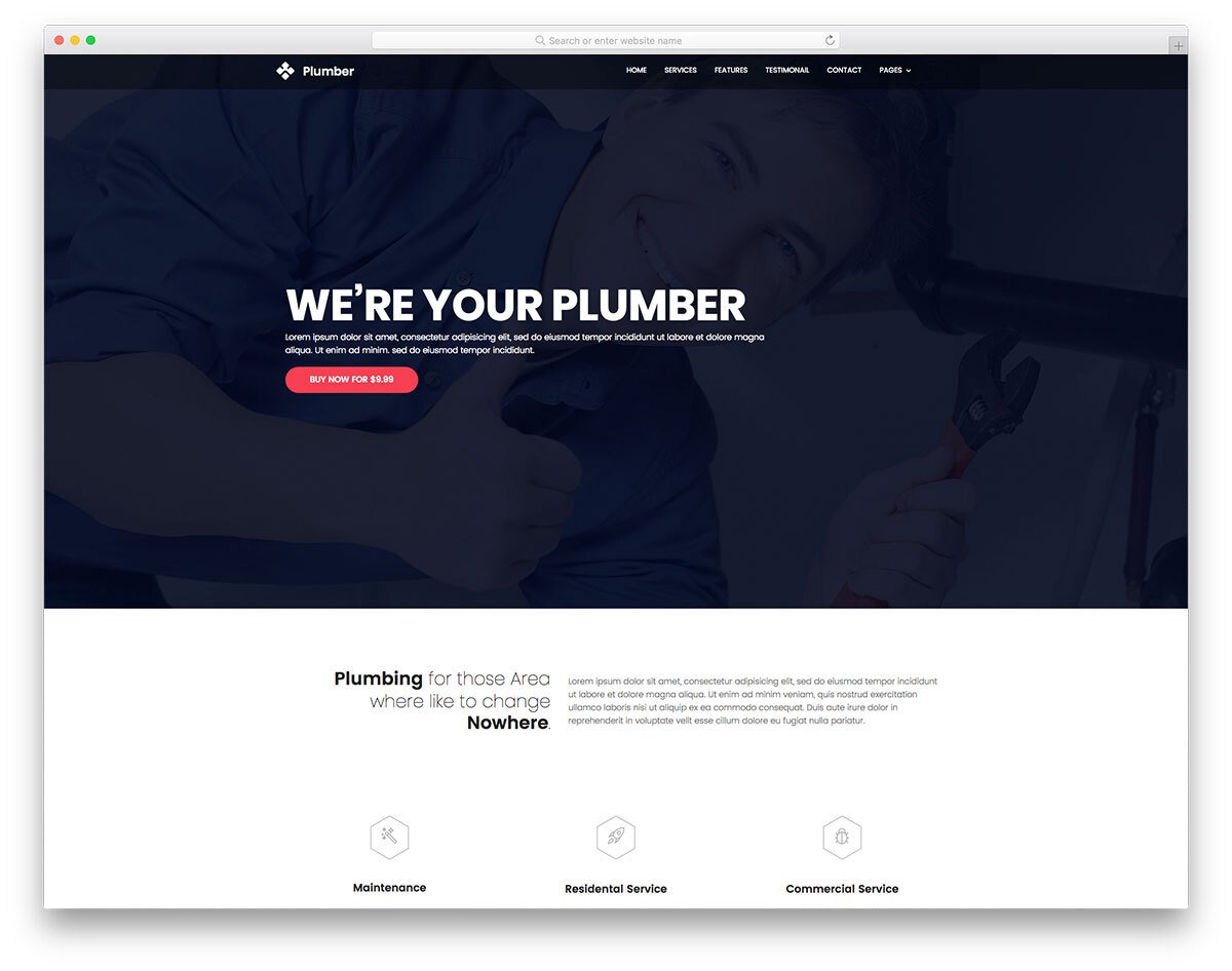 plumber and hvac one-page website template