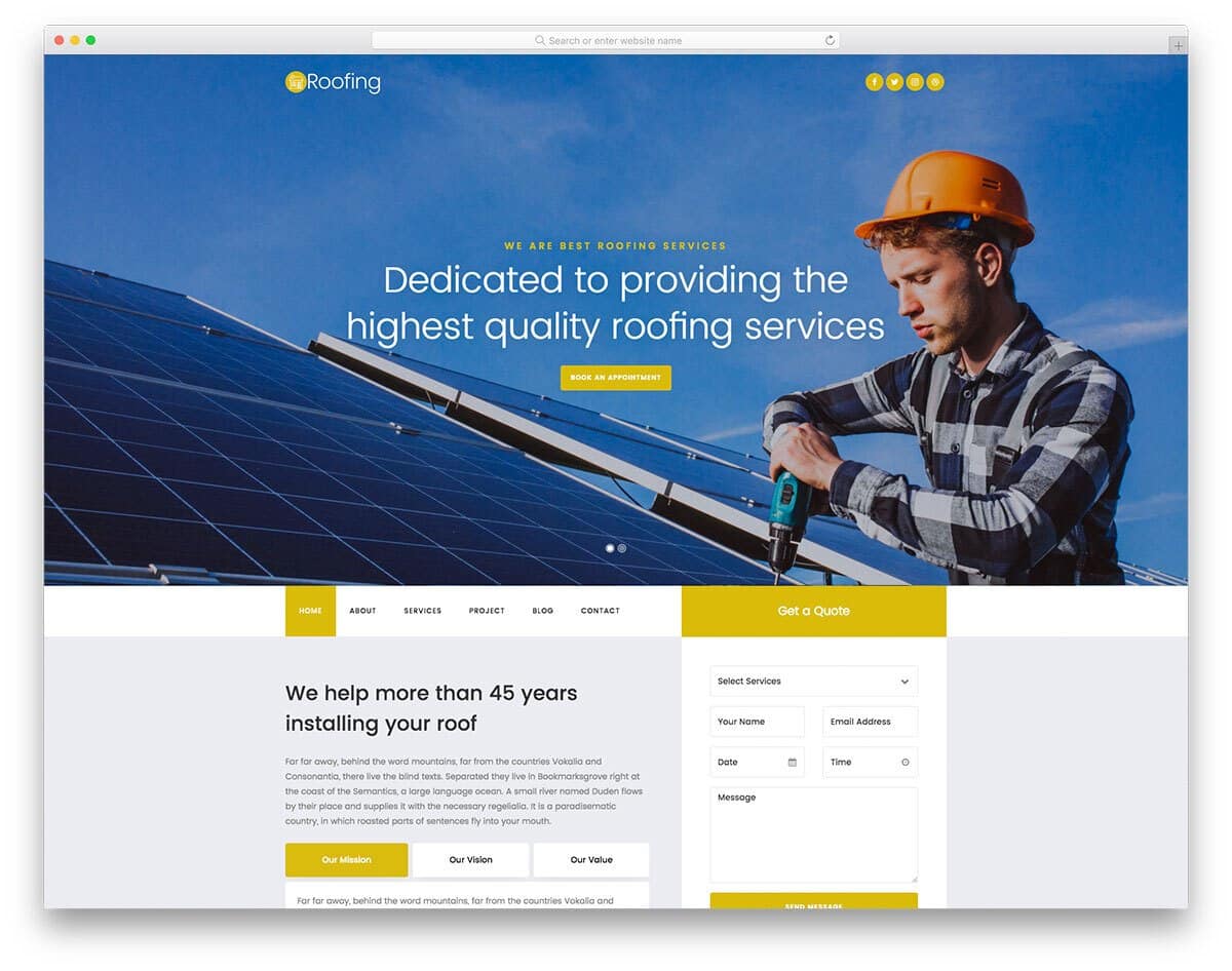 roofing and engineering service website template