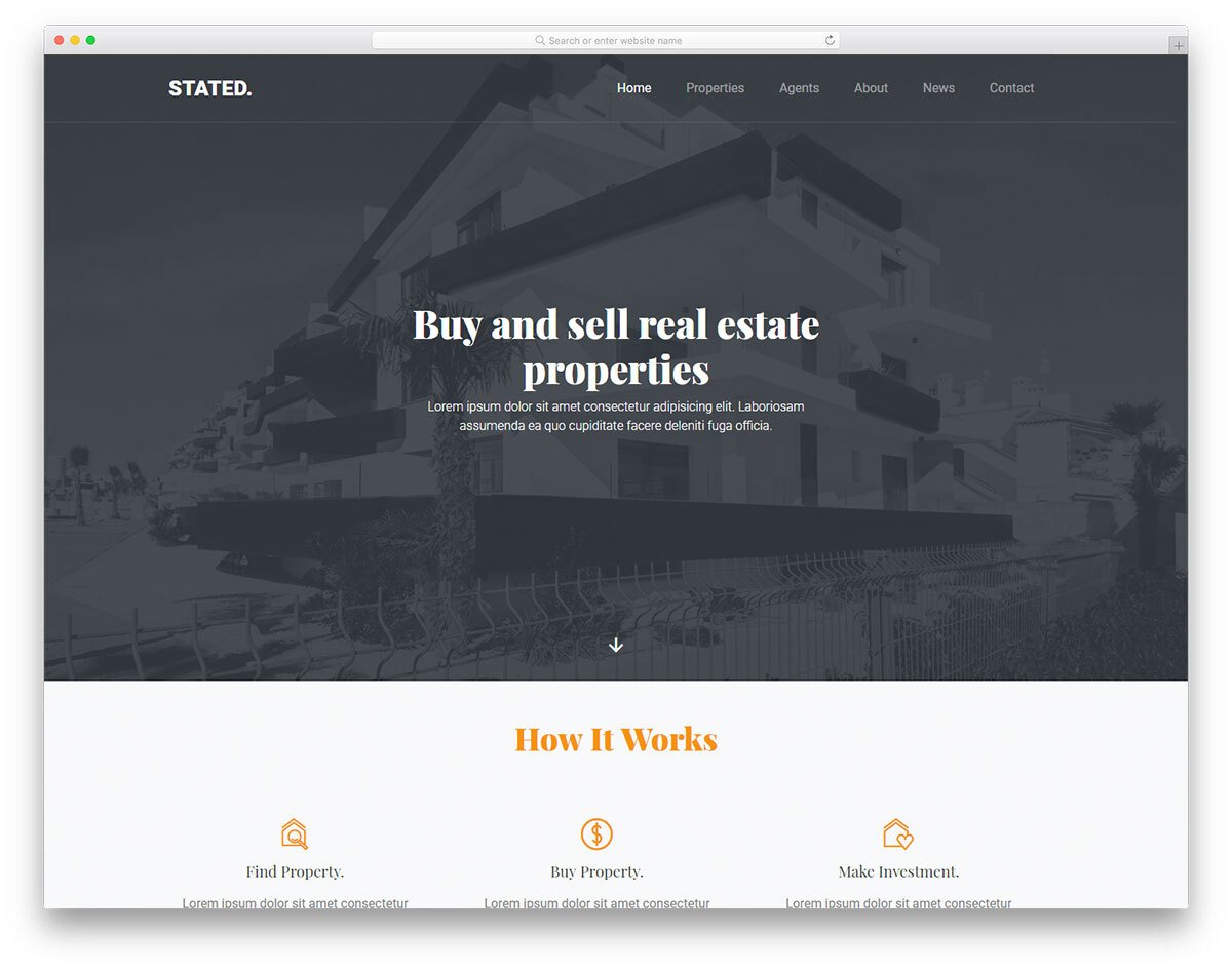 minimal real estate investor website template
