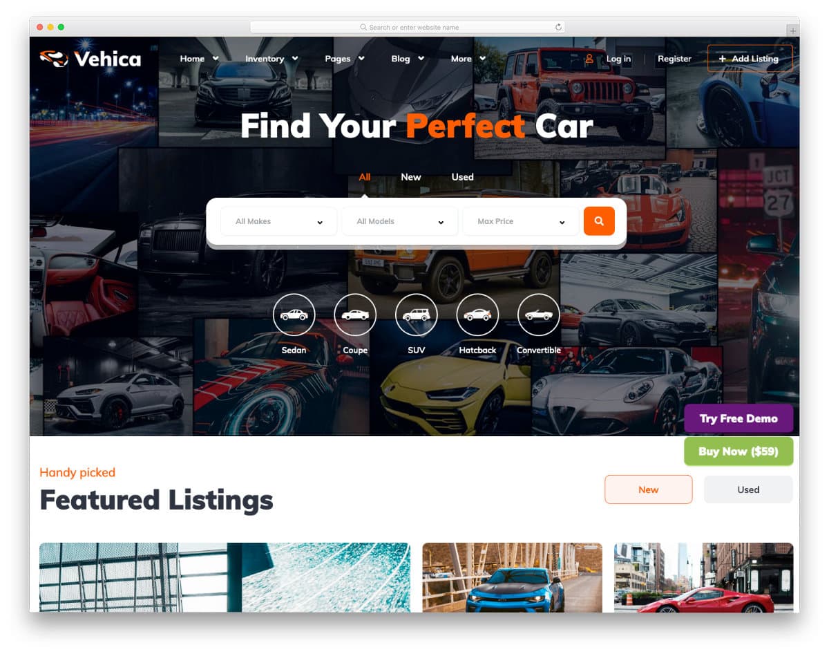 car dealer website template wordpress