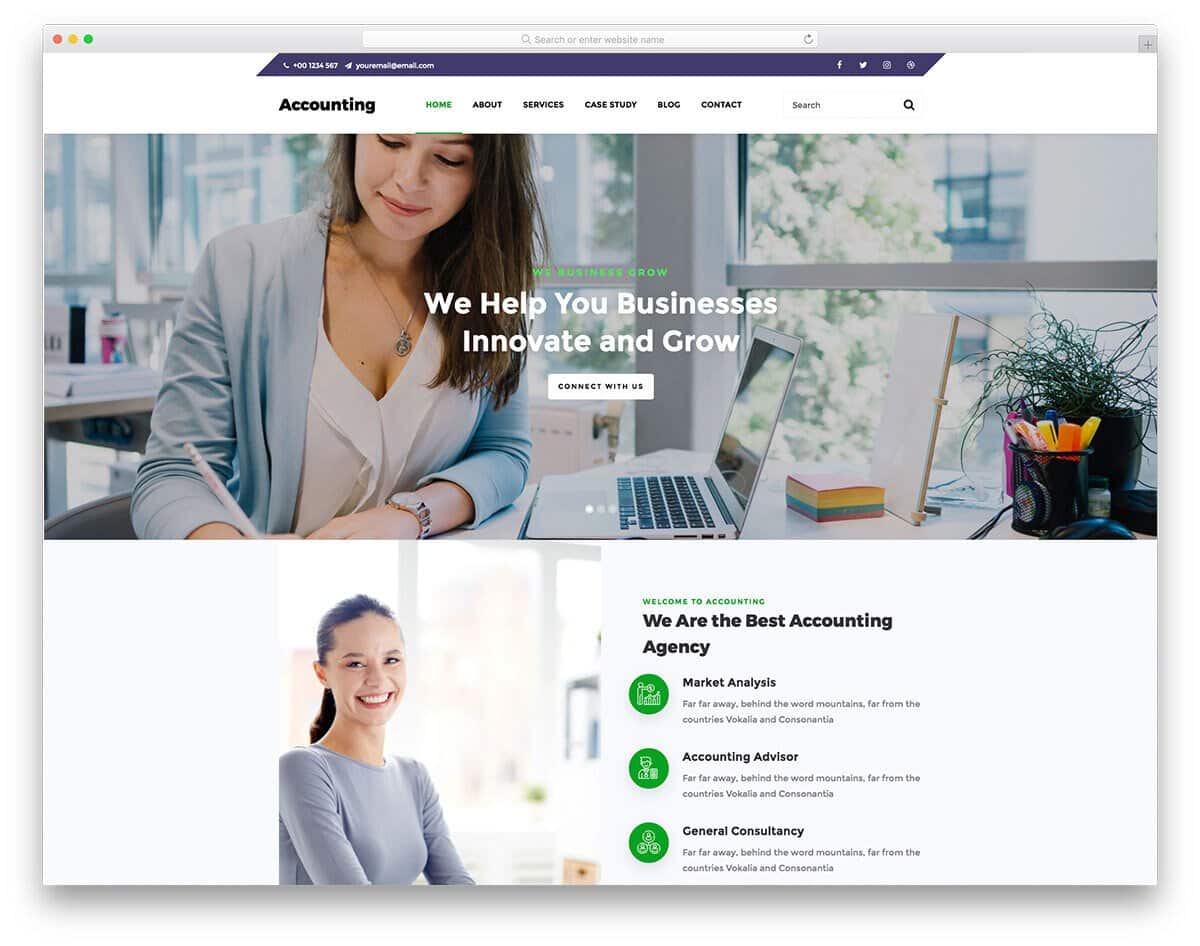 featur-rich accounting and tax service website template
