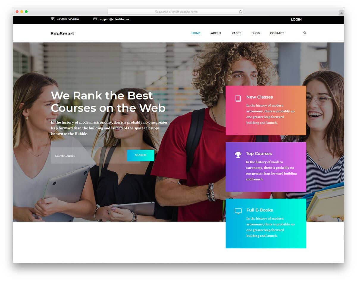 colorful academic website template
