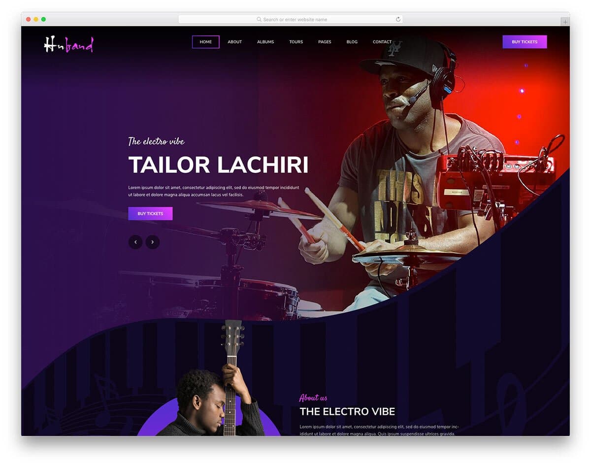 entertainment website template for music bands