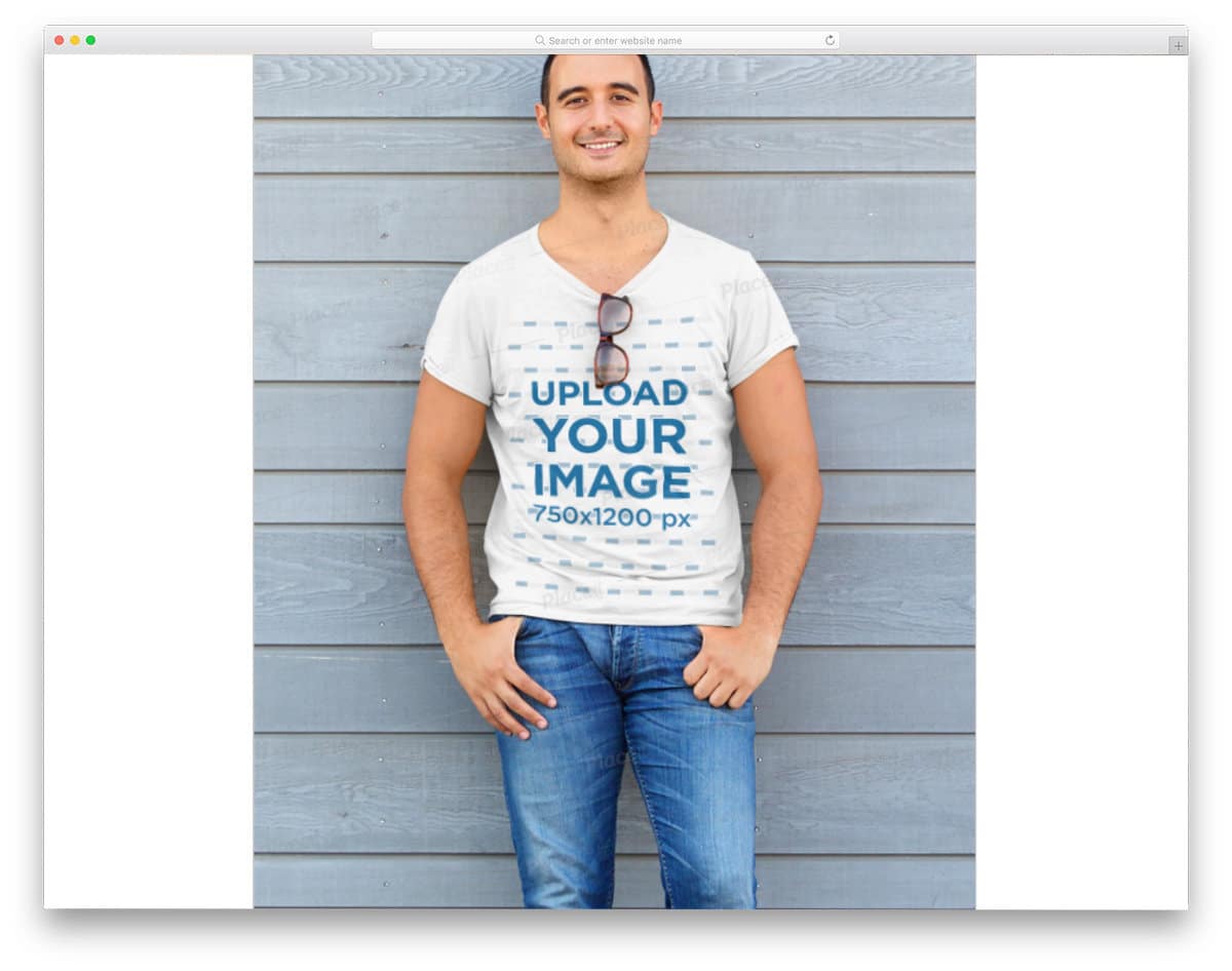 free t-shirt mockup with model