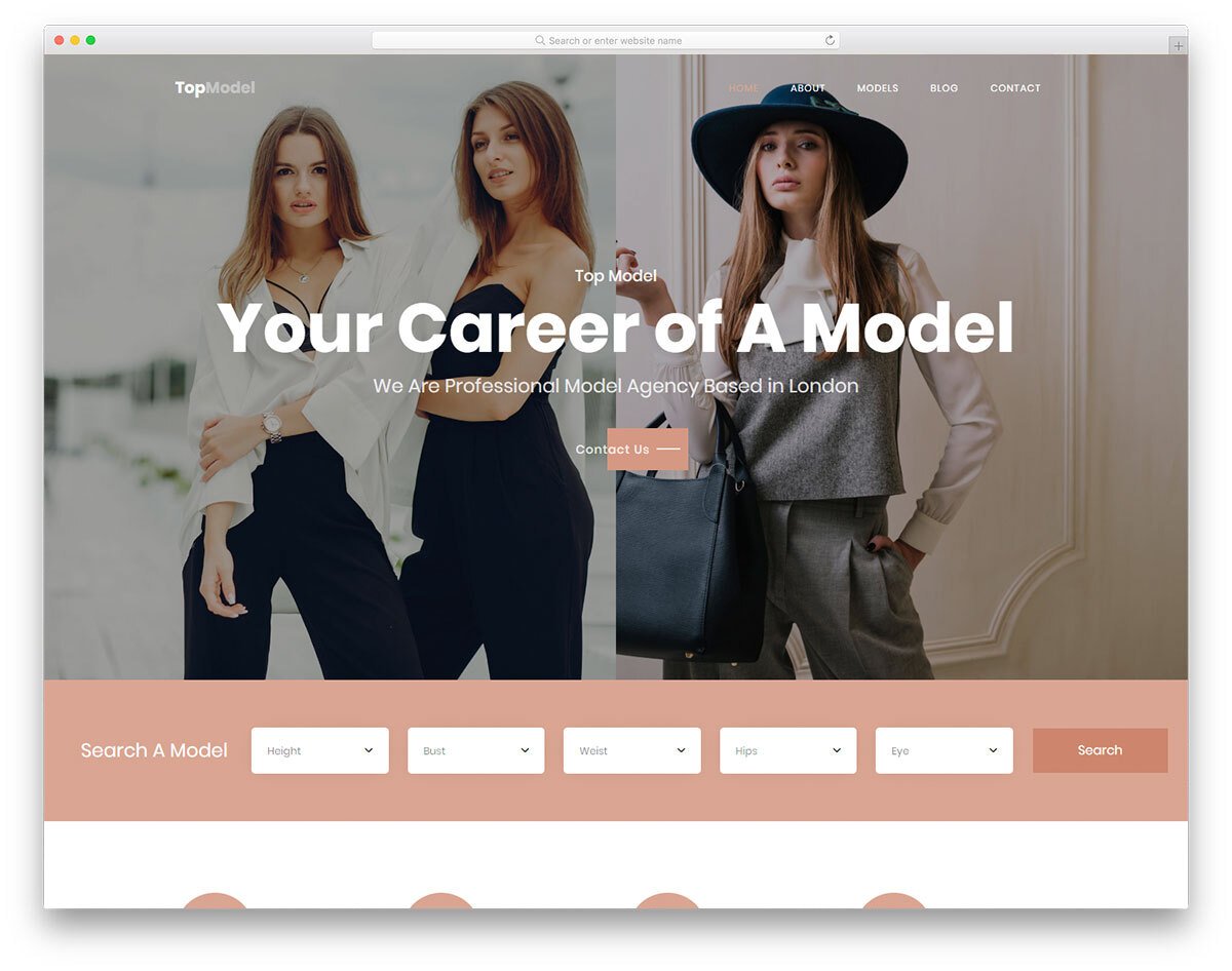 model and actor website template