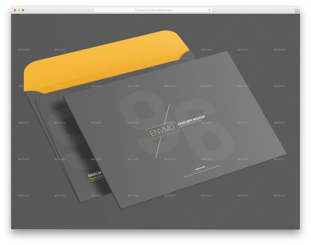 PSD envelope mockup with multiple views