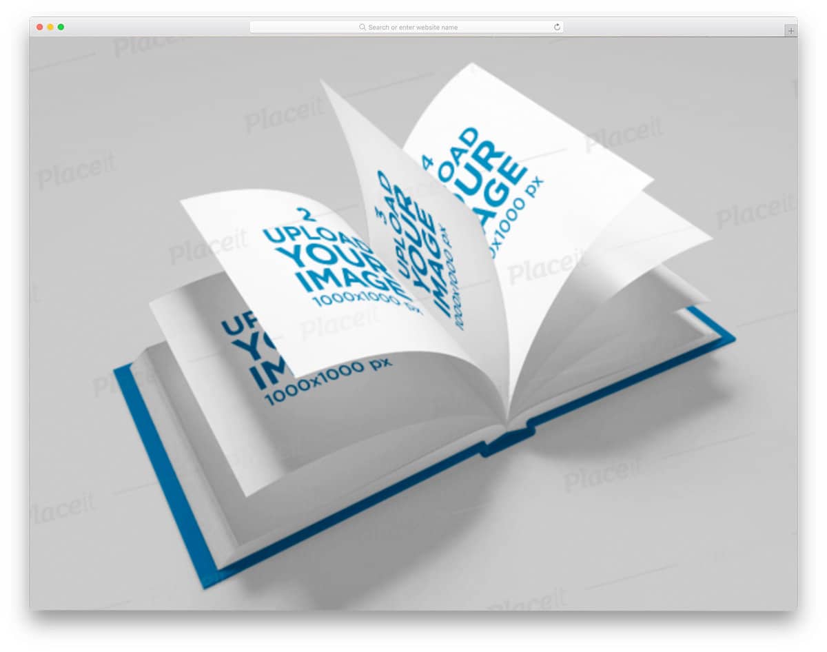 flying book pages mockup