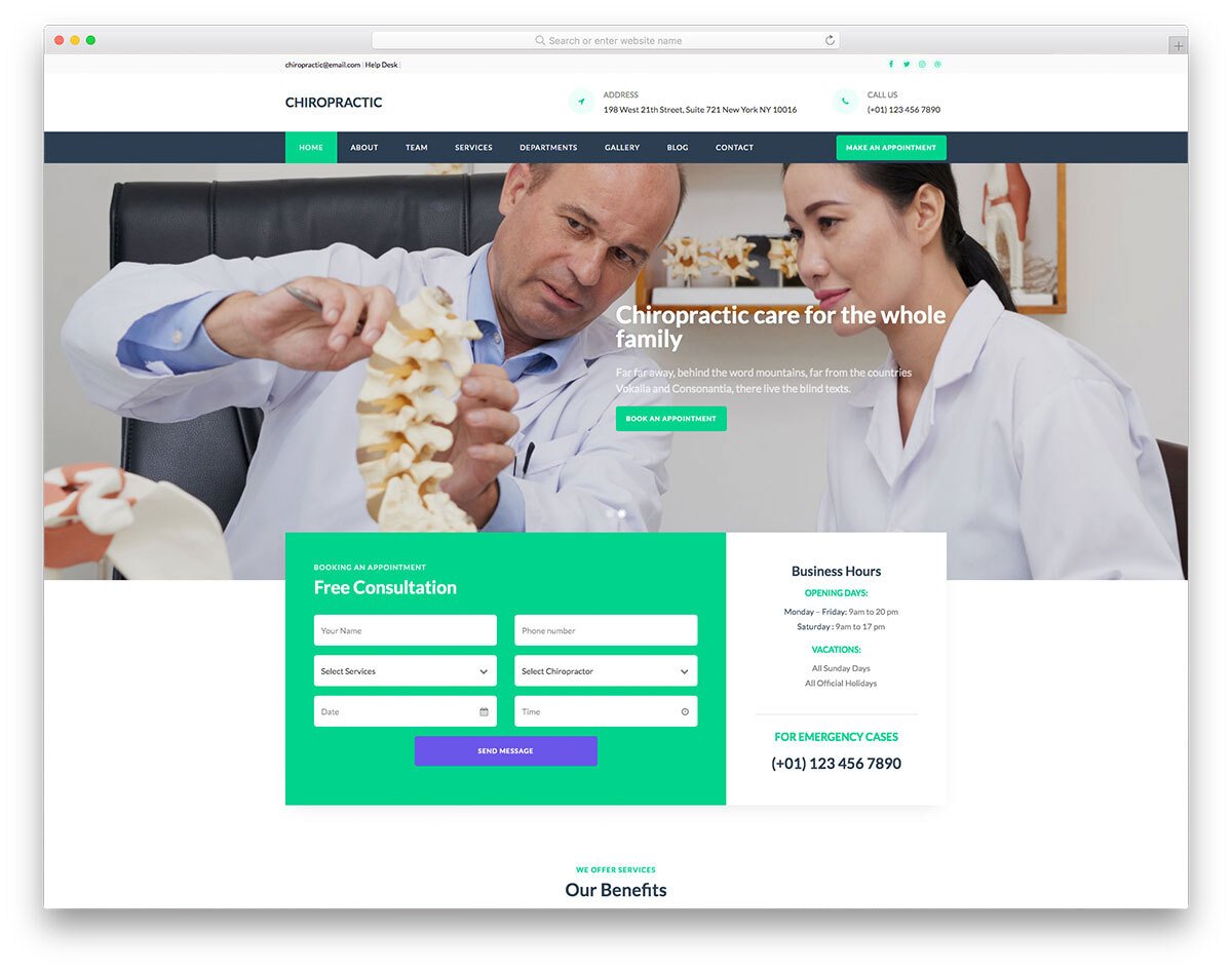 medical website template for chiropractors