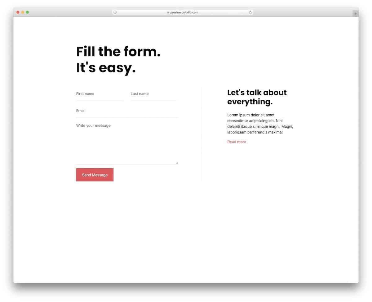 proper HTML form design example for simple and elegance