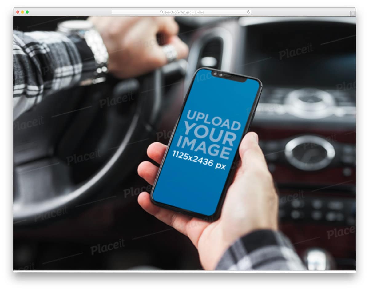 iphone 11 pro mockup inside a car