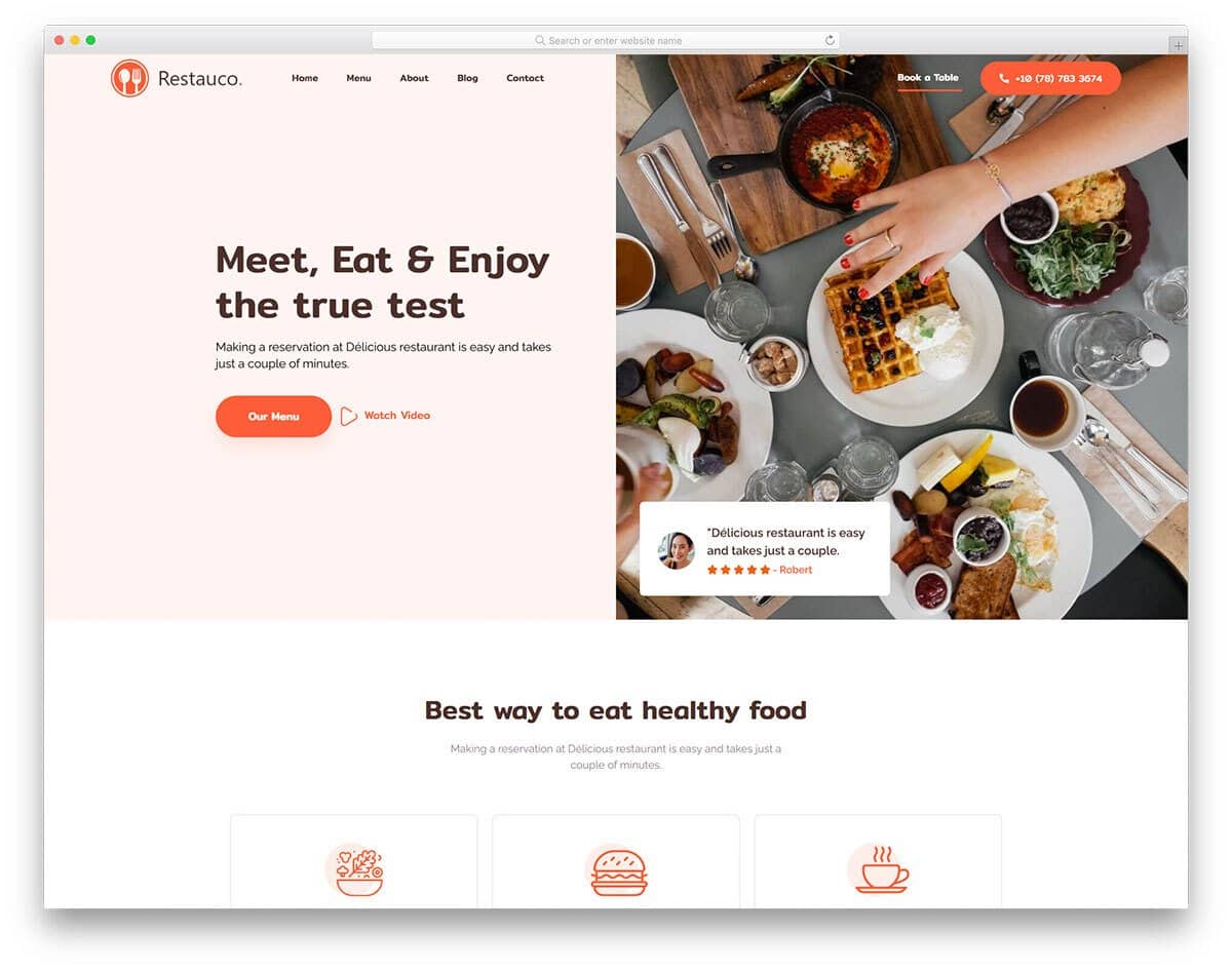 user-centric restaurant website template