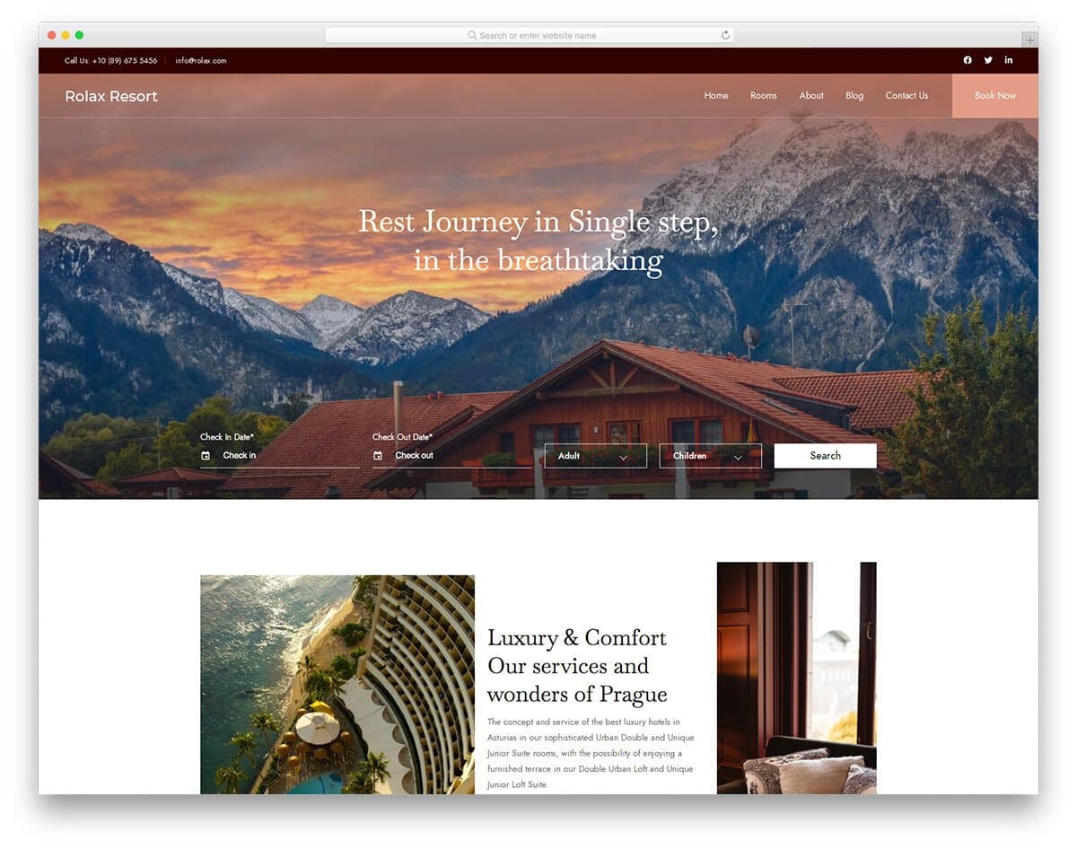 hotel website template for luxury resorts and hotels