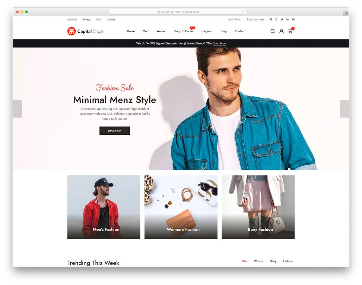 eCommerce fashion website template with friendlier design