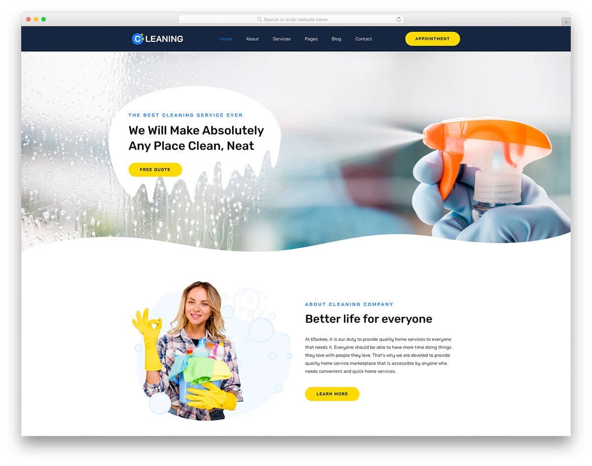 simple website template is for cleaning services business websites