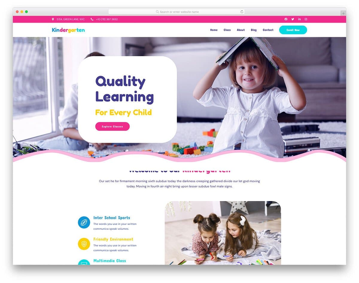 fun to use kids education website template