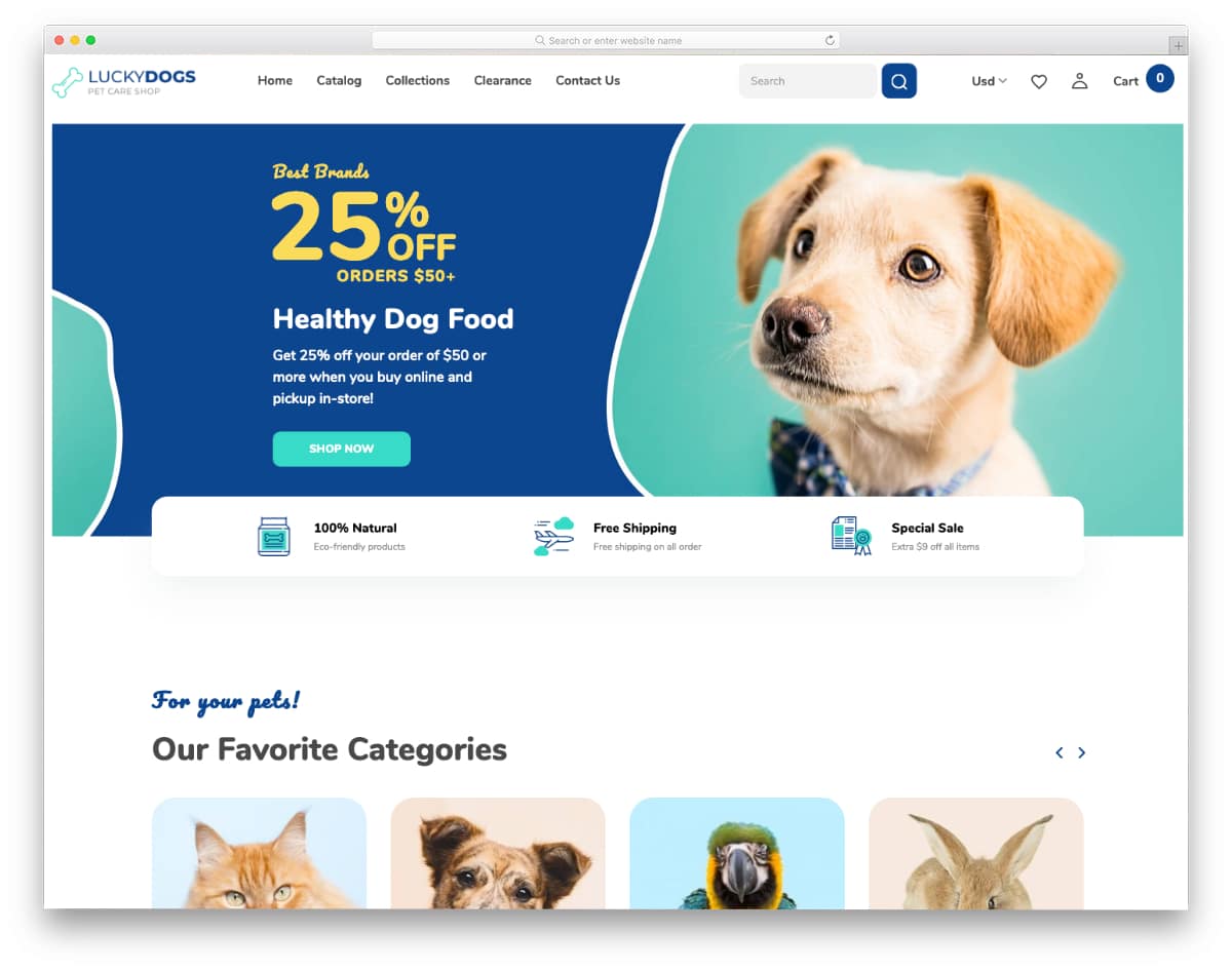 responsive pet store Shopify theme