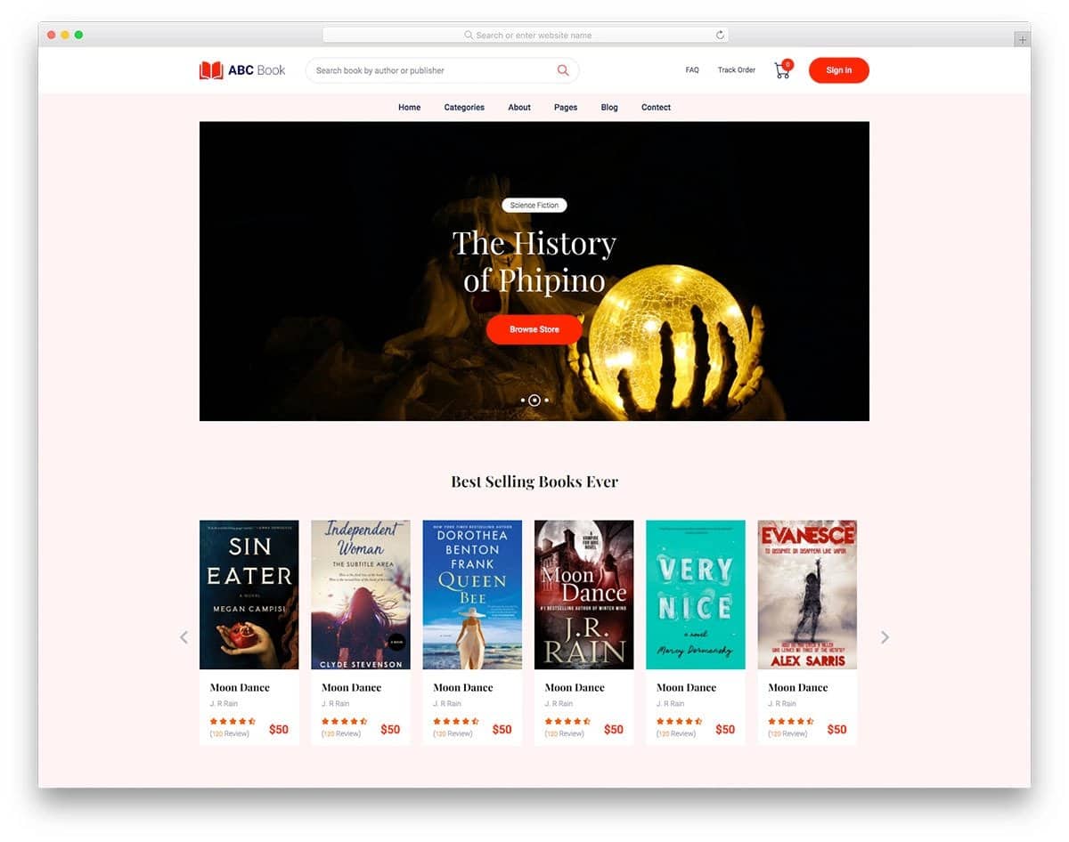 bookstore ecommerce website template