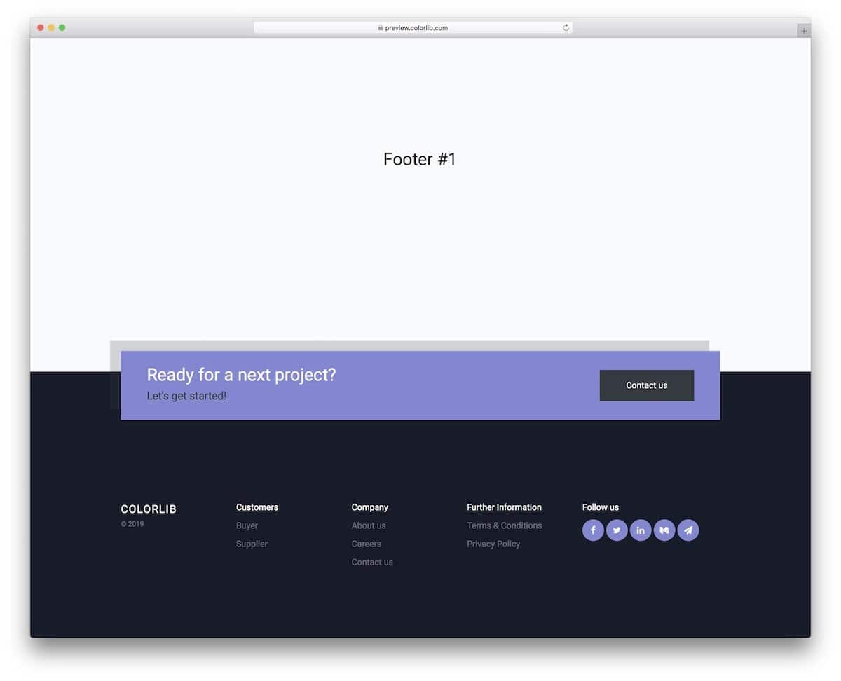 bootstrap footer with an inquiry widget