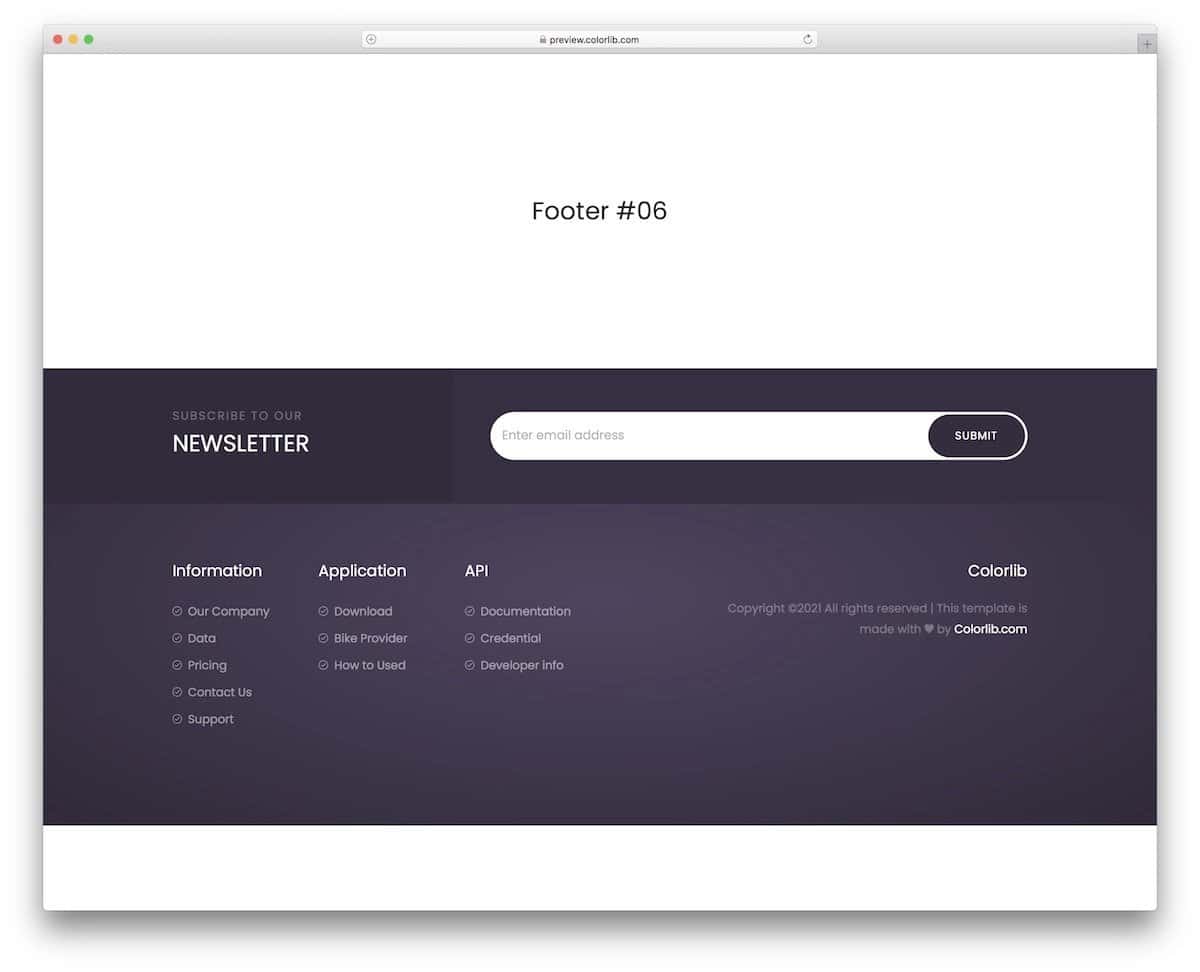 Bootstrap 4 footer with a newsletter signup form