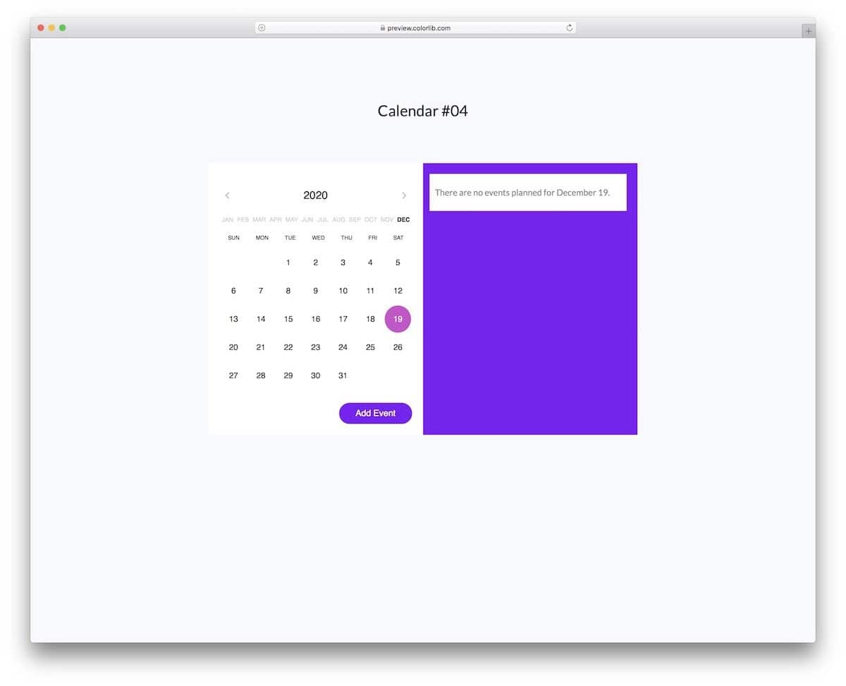 CSS calendar with options to add entries