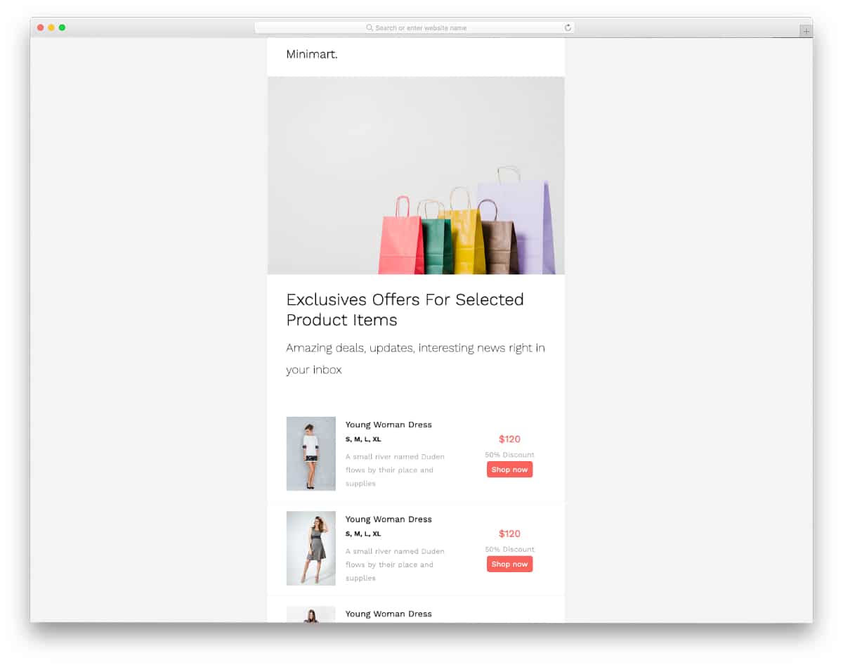free MailChimp template for eCommerce store owners