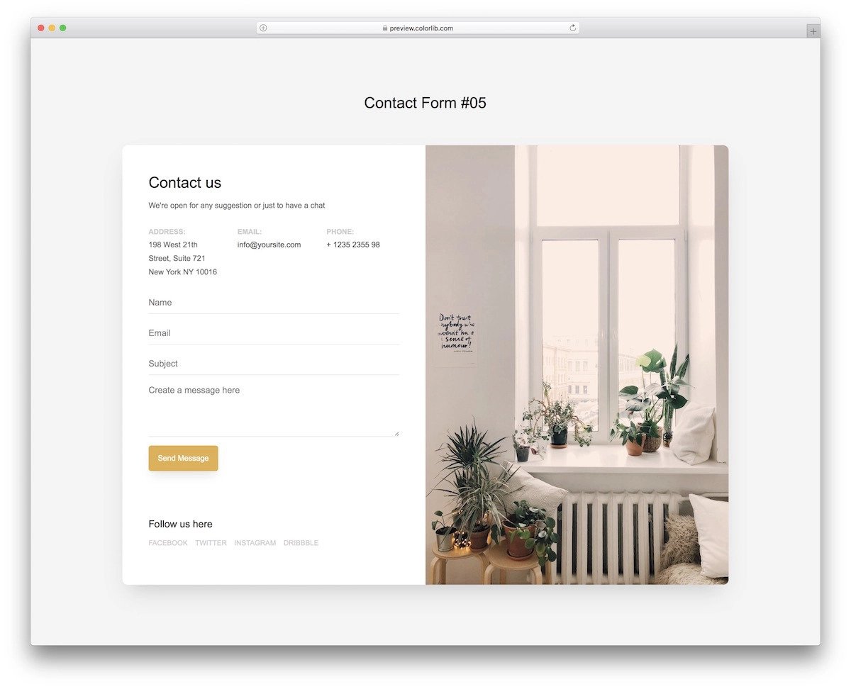 bootstrap form template for interior design websites