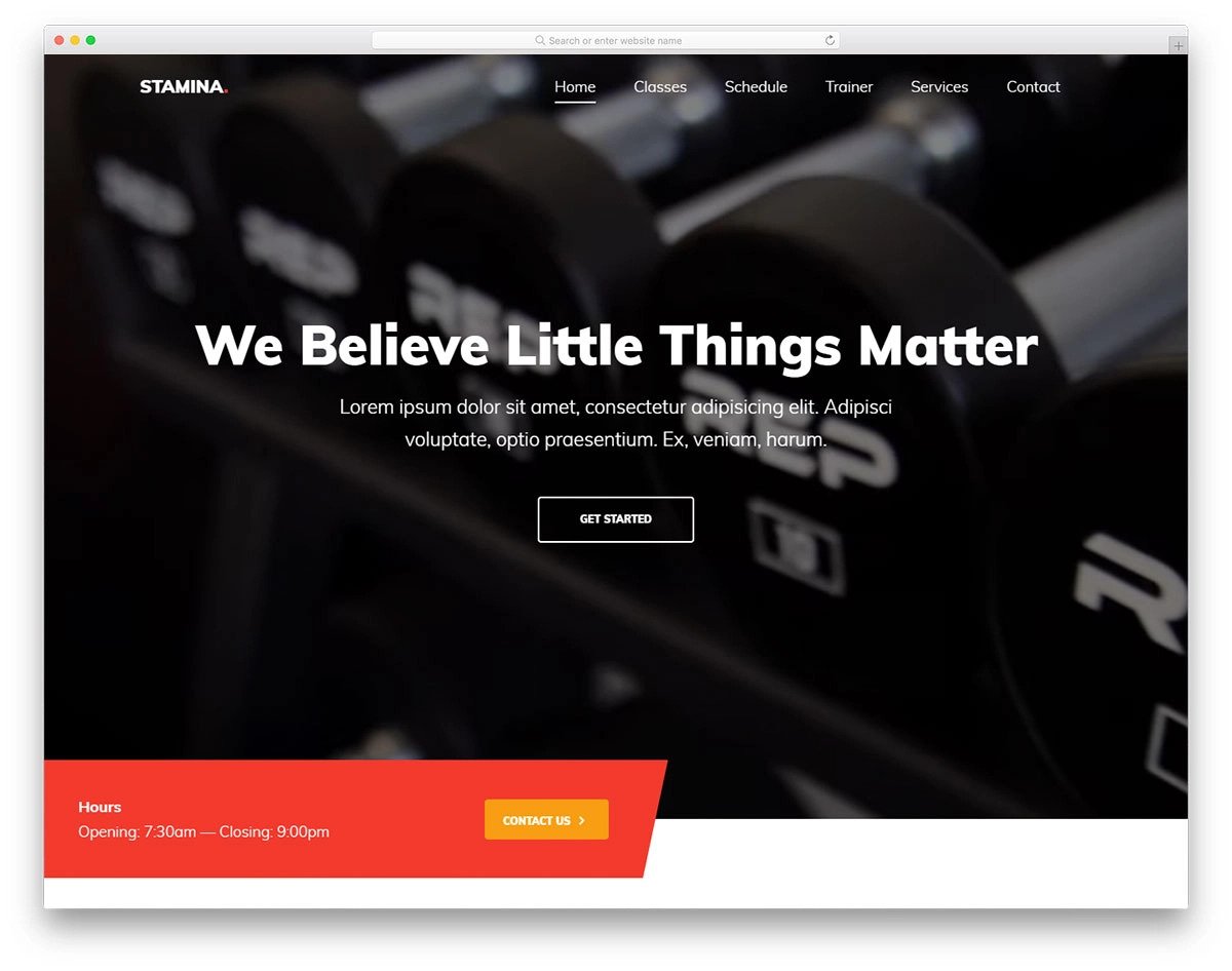 one-page fitness website template