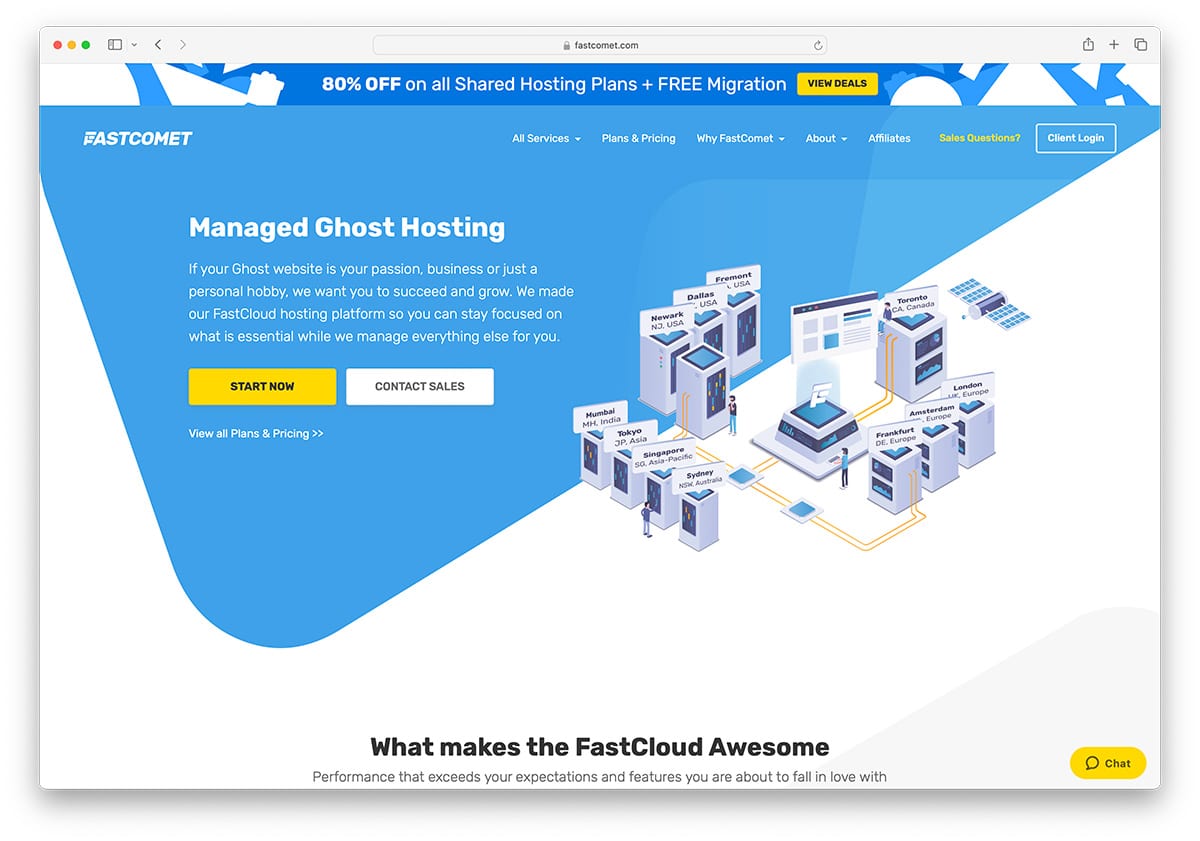 FastComet - cheap ghost hosting for small websites