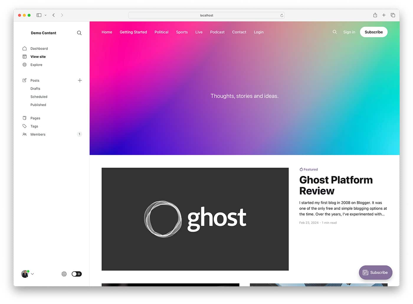Access your self-hosted ghost website for the first time