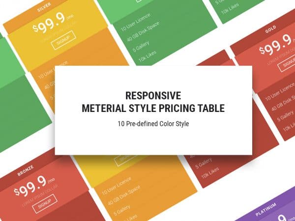 HTML5 Responsive Pricing Table Template