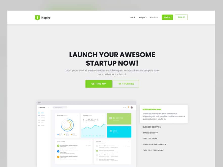 Inspire Landing Page Bootstrap Website Template
